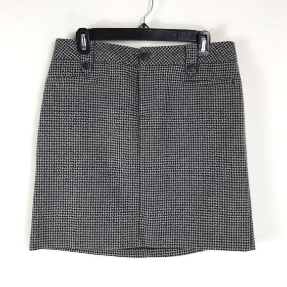 Eddie Bauer Wool Blend Skirt Women's Size 6 Petite Houndstooth Pockets Lined - Picture 1 of 9